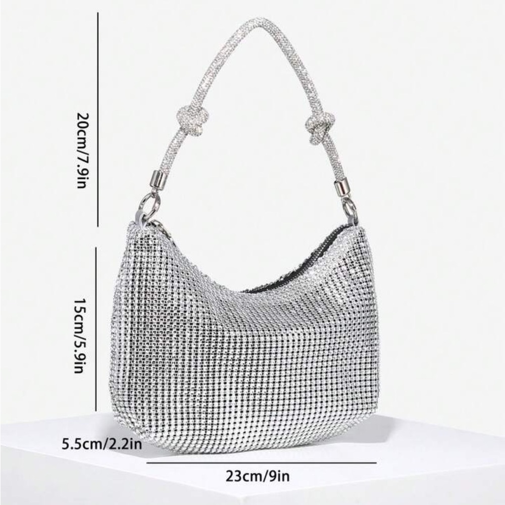 Silver Rhinestone Shoulder Bag - Picture 3 of 5
